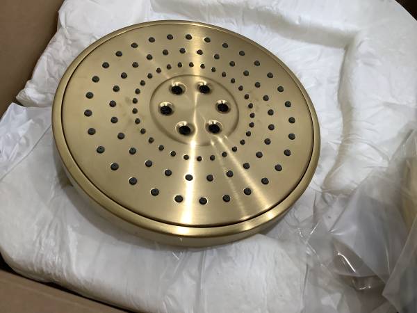 RESTORATION HARDWARE SHOWER HEAD LACQUERED BURNISHED BRASS BRAND NEW 1