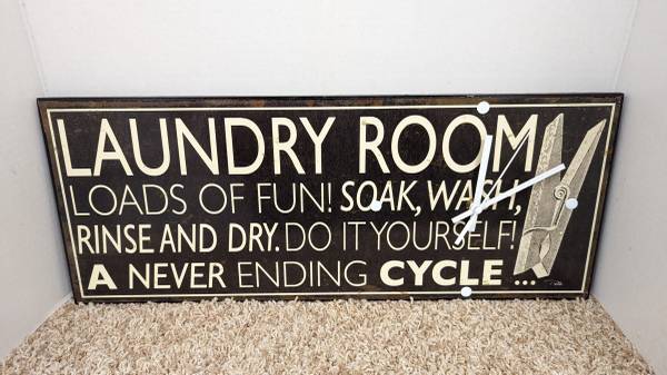 Large Laundry Room Wall Clock 1