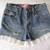 Cut off Levi Shorts - "Daisy Dukes" with White Eyelet Lace Trim. 4 thumbnail