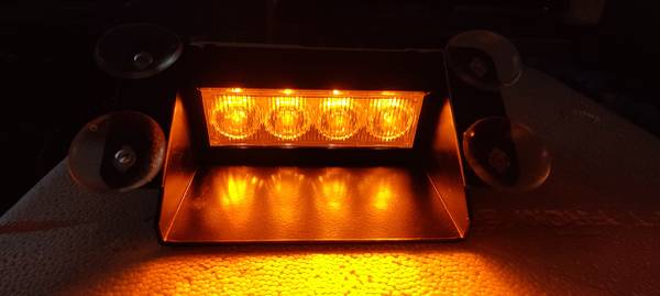 4-LED Window or Dash mount Amber Emergency Strobe Multi-Pattern 1