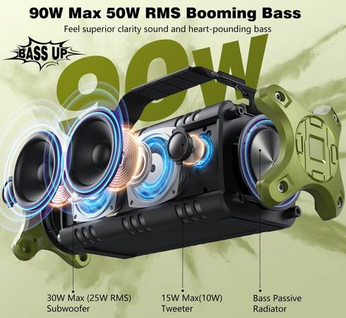 W-KING D8 Altavoz inalámbrico portátil con Bluetooth, 90 W máximos / 50 W RMS - 79 $ (Brooklyn)63471466140547123