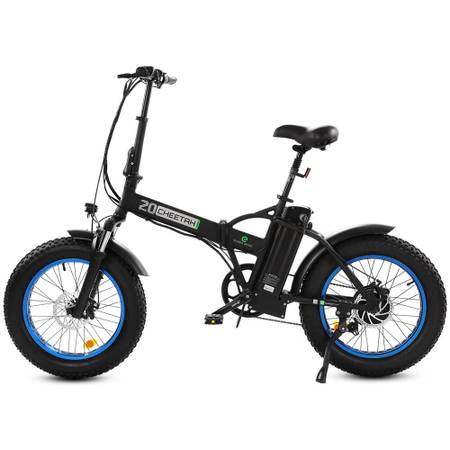 ECOTRIC 48V 20″ Fat-Tire Folding Electric Bike – Black & Blue 1
