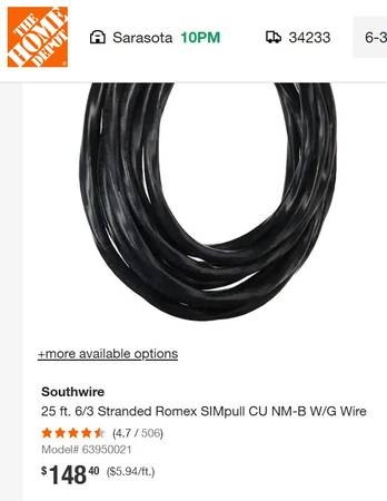33 ft of 6-3 romex wire NEW 1