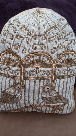 Beaded Bird Cage Pillow 1