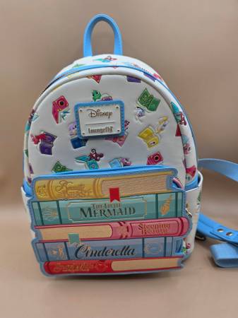 Loungefly Disney Backpack Light Cream Book Pattern - Small Purse 1