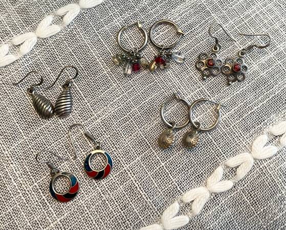 Lot of 5 Pairs Silver Vintage Style Earrings 1