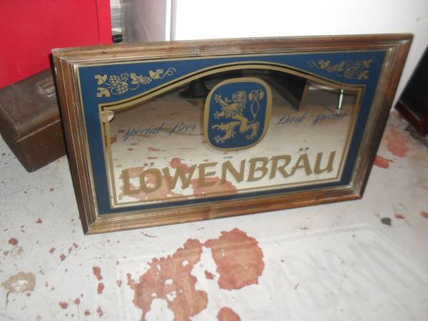 Lowenbrau - Vintage 80s Special Beer Dark Special Framed Bar Sign/Mirr 1