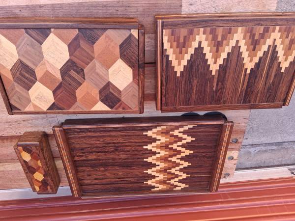 Don S. Shoemaker Collection, Original Inlaid Wooden Tray and Boxes 1