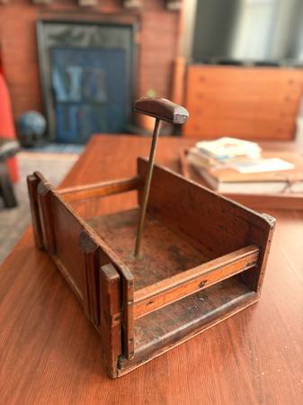 Antique wood and brass 12x15x7 box?!? What is this? moving parts 1