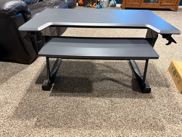 Ergotron – WorkFit-T Standing Desk Converter, Dual Monitor Sit Stand Desk Rise 1