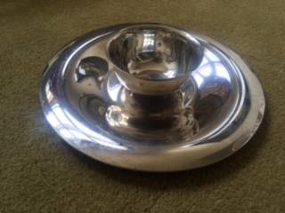 Silver Plated Serving Tray w/attached Bowl 1