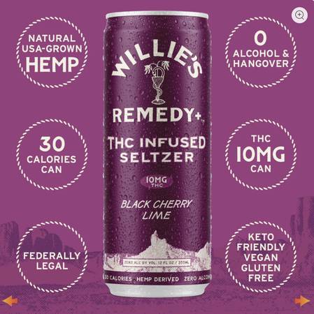 Willie's Remedy+  Infused-Seltzer : Black Cherry Lime 1