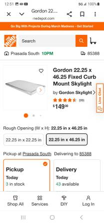 Gordon Skylight Gordon 22.25 x 46.25 Fixed Curb Mount Skylight 1