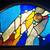 Blue & Copper Abstract Stained Glass Half Circle Piece 3 thumbnail