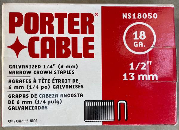 PORTER CABLE - Staples 1/4” Crown 1/2” Length - Full Box 5,000 1