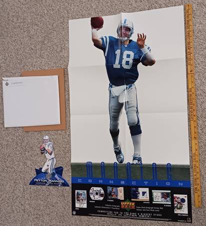2001 Upper Deck Connection Peyton Manning Promo Poster & Large Die-Cut 1
