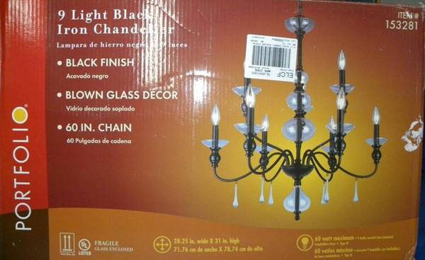 Chandelier - 9 Light Black Iron 1