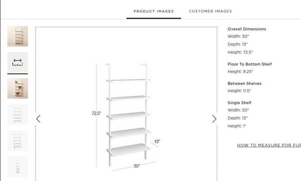 CB2 Stairway 72.5" White Metal Wall Mount Bookcase Display Shelve - $199 (Chicago)63471434546945122