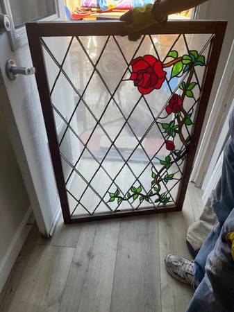 Rose Stained Glass with Frame 1