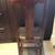 Antique sold wood chair with brown leather seat 3 thumbnail