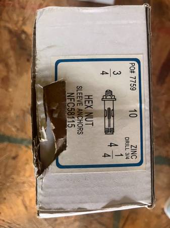 3/4-inch zinc-plated hex nut sleeve anchors 1