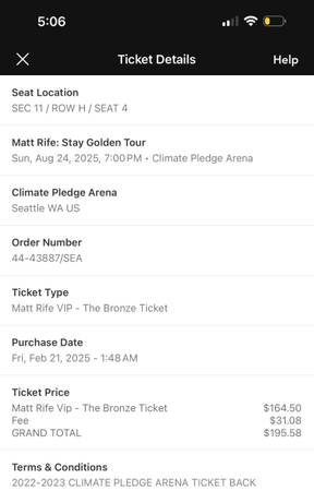Matt Rife - Stay Golden Tour VIP Tickets - $175 (Seatac)63440601186817123