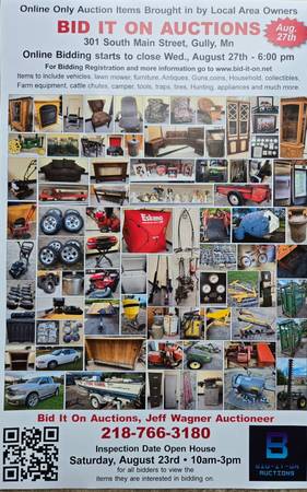Online only Auction sale Aug 27th 1