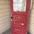 Antique Red and White Wooden Door with Glass Pane 2 thumbnail
