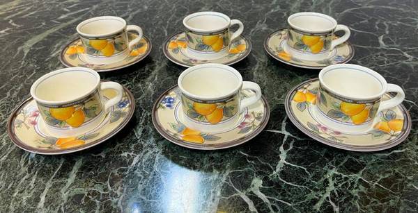 Mikasa Intaglio "Garden Harvest" Tea/ Coffee Cup and Saucers. 1