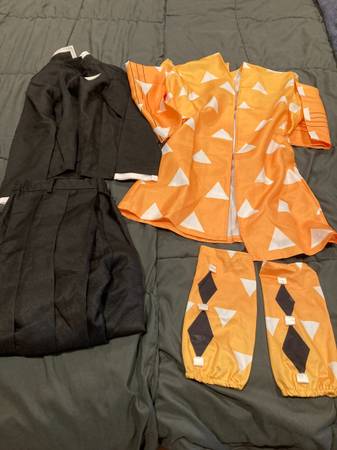 Demon Slayer Zenitsu Agatsuma Full Set Cosplay Kid Costume 1