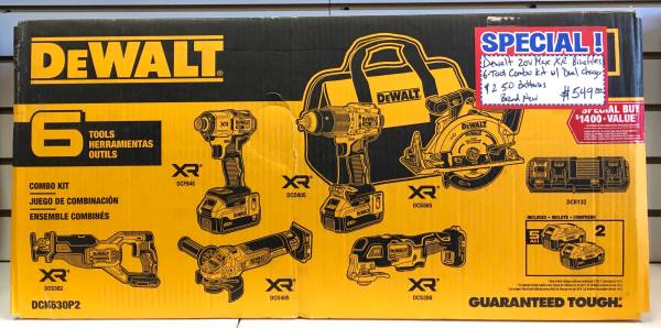 Dewalt 20V Max XR Brushless 6-Tool Combo Kit W/ Dual Charger & 2 5.0 Batteries 1