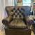 Pair of 2 Restoration Hardware 360 Swivel Leather Armchairs Tufted 7 thumbnail