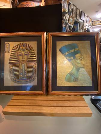 Vintage Framed Foil Artwork of Egyptian 1