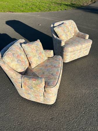 Vintage Matching Slipper Chairs on Castors 1