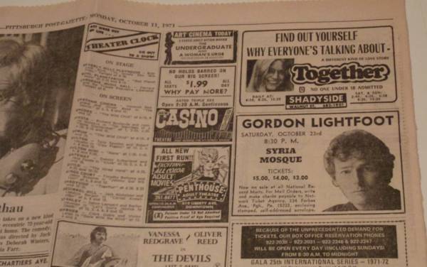 1971 Gordon Lightfoot Concert Ad 1