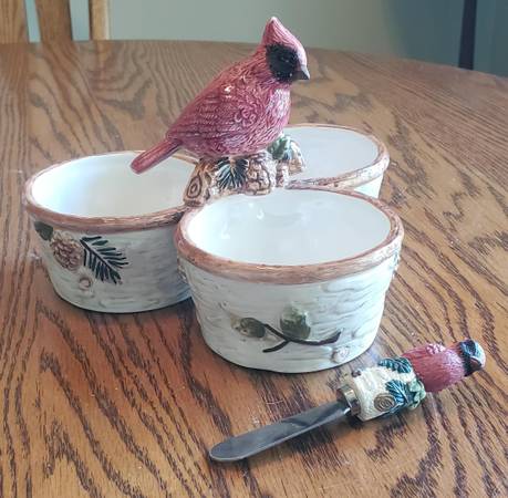 Knollwood by Sonoma Triple Dish with Decorative Knife 1