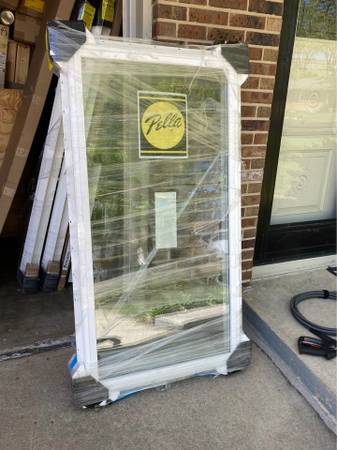 New Pella window , vinyl , white, fixed  29 3/4 by 56 1