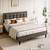 New Queen Bed Frame with Square Stitched Button Tufted Headboard,Upholstered Pla 2 thumbnail