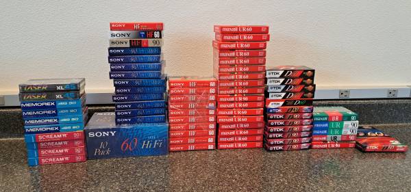 79 New Sealed Cassette Tapes Sony Maxell TDK Memorex Scotch 1