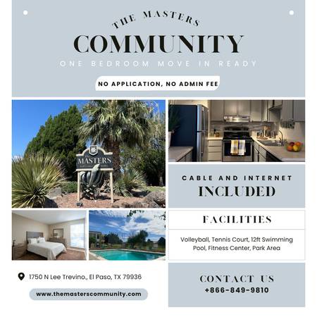 $850 / 1br - THE MASTERS IS THE PERFECT PLACE TO LIVE ! (El Paso)63971559805443120