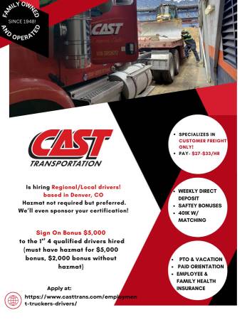 Local-Regional CDL A  - Sign On Bonus $3000 for first 3 Hazmat Drivers 1