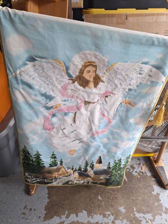 Christmas Holiday Fiber Optic Light up Angel Blue Tapestry-$25.00 1