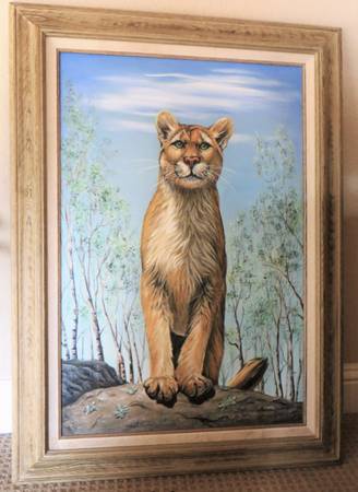 Cat Lovers' Oil Painting - Puma Cougar Mt. Lion 1