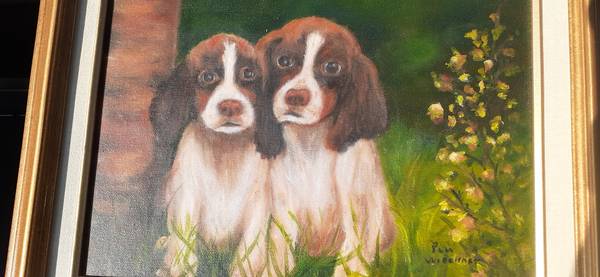 Oil Portrait Of Two Extremely Adorable Puppies By Pam Wisehart 1