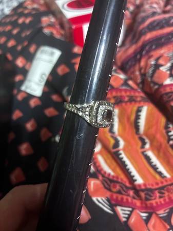 Champagne, diamond surrounded by smaller diamonds on 925 Sterling silver ring 1