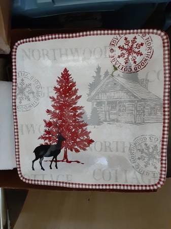 1 - 15 Plates, 222Fifth Northwood Cottage 10 3/4"  Sq. Dinner Plate 1