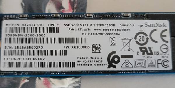 SanDisk SSD X600 SATA M.2 2280 256GB Drive – 1