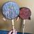Set of 2 Vintage 9” Leather Hide Wood Handle Tribal Spin Drums 4 thumbnail
