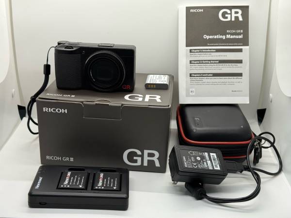 Ricoh GR III with accessories, shutter count under 8K