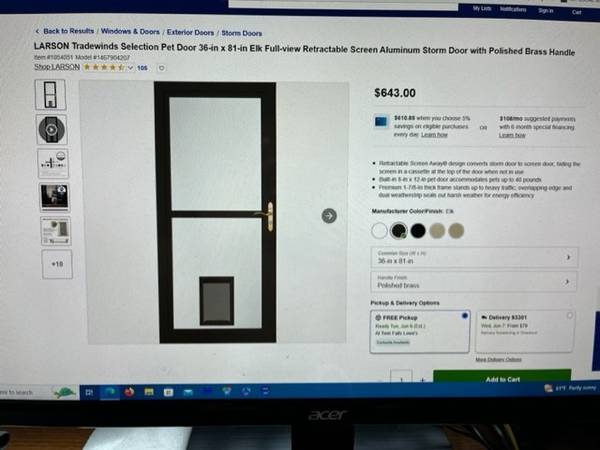 Larson Tradewinds Storm Door w/Pet Door 1